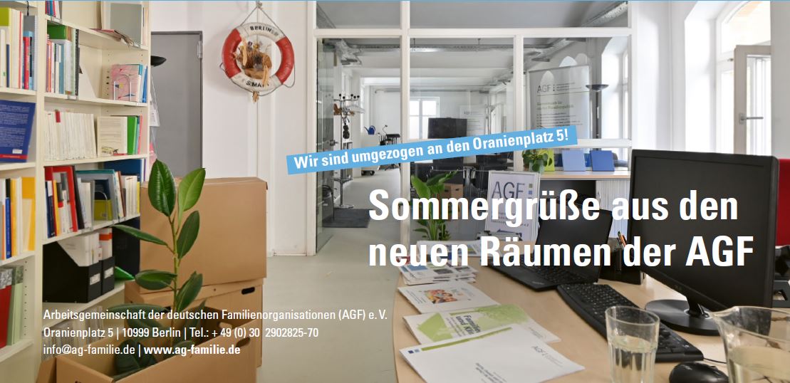 Bild der neuen AGF-Räume mit Grußnachricht